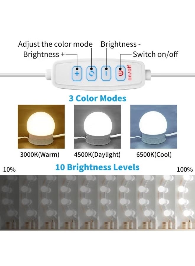 14 LED Hollywood Vanity Mirror Lights, Dimmable Makeup Mirror Light with 3 Color Temperatures, USB Powered Bathroom and Dressing Table Lighting with Remote Control, Perfect Gift for Women (White) - Image 2