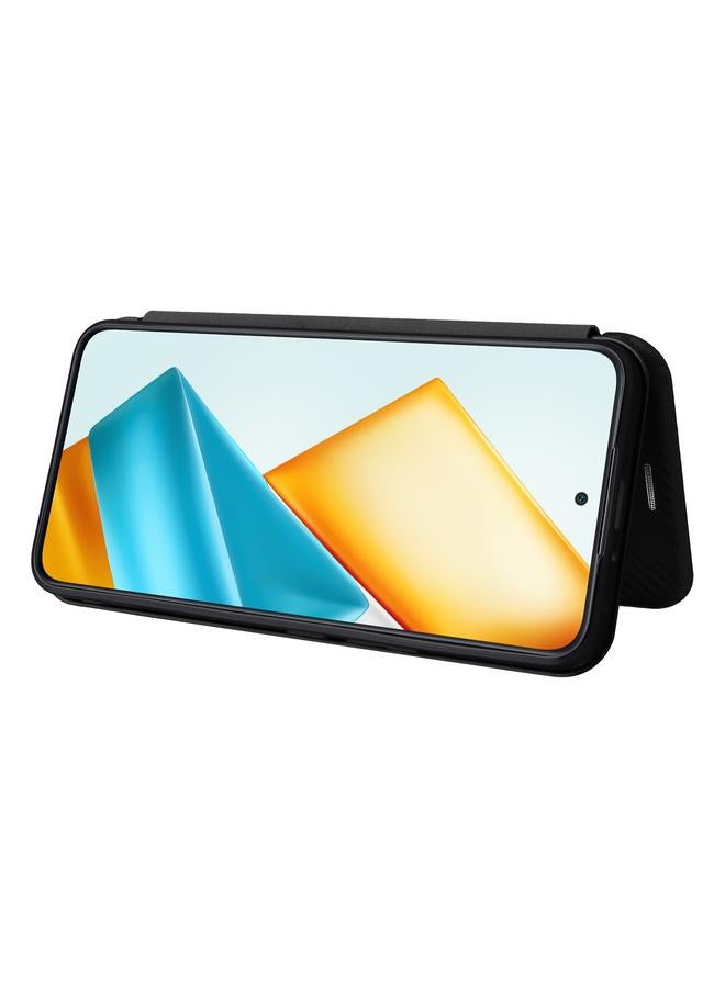 اس-توب جراب هاتف Honor 90 GT مصنوع من ألياف الكربون والجلد القابل للطي - Image 5