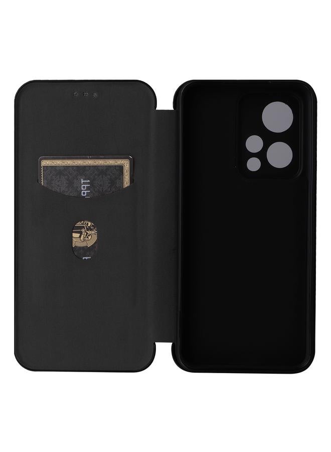 اس-توب جراب هاتف Honor 90 GT مصنوع من ألياف الكربون والجلد القابل للطي - Image 4