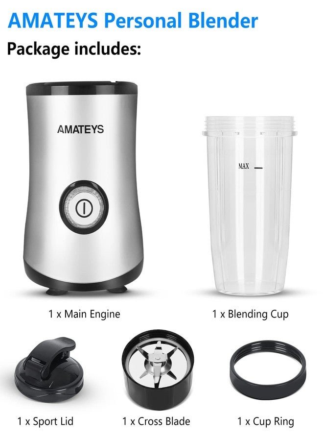 Amateys Personal Blender with Button,Professional Kitchen Blender for Smoothies and Shakes,Easy Cleaning&Operation,Height 12 Inch Suitable for Carrying or Storage - Image 3