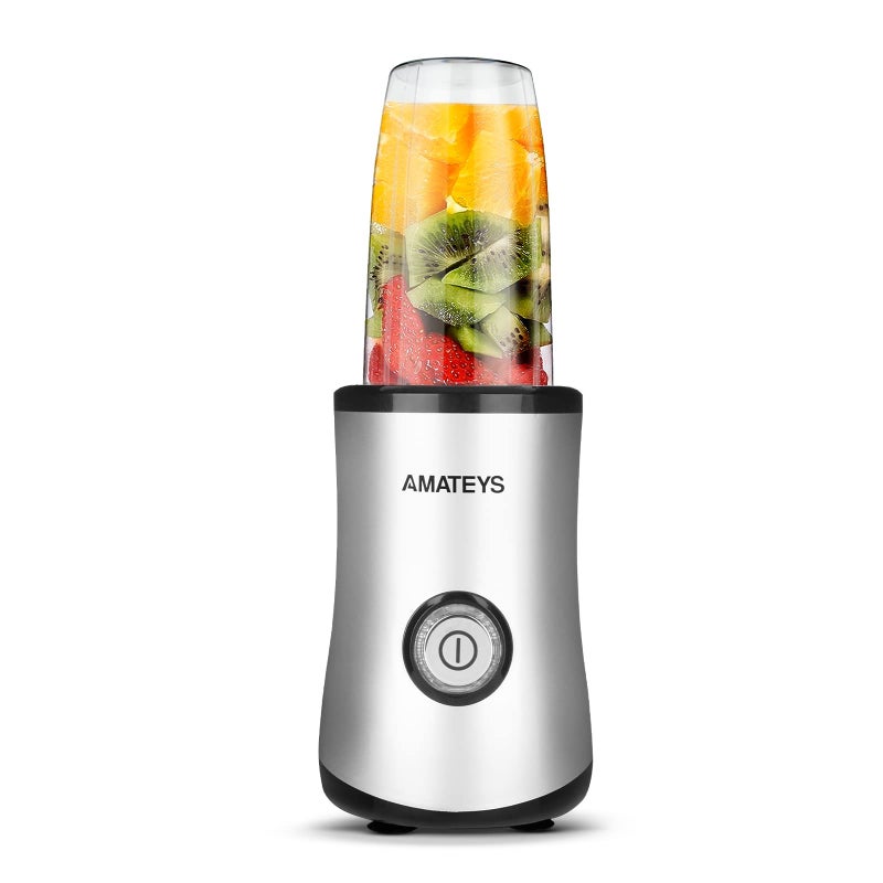 Amateys Personal Blender with Button,Professional Kitchen Blender for Smoothies and Shakes,Easy Cleaning&Operation,Height 12 Inch Suitable for Carrying or Storage - Image 1