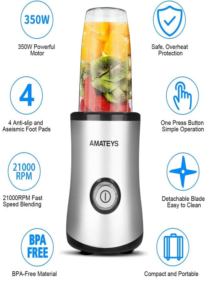 Amateys Personal Blender with Button,Professional Kitchen Blender for Smoothies and Shakes,Easy Cleaning&Operation,Height 12 Inch Suitable for Carrying or Storage - Image 4