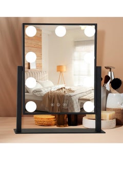 ETG Vanity Mirror with Lights, Hollywood Lighted Makeup Mirror with 9 Dimmable Bulbs & 3 Color Lighting Modes, Detachable 10x Magnification, 360°Rotation, Smart Touch Control  - Image 1