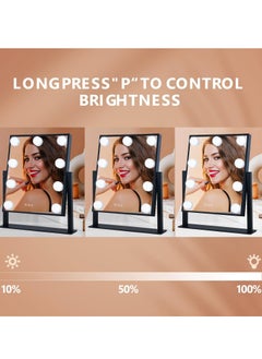 ETG Vanity Mirror with Lights, Hollywood Lighted Makeup Mirror with 9 Dimmable Bulbs & 3 Color Lighting Modes, Detachable 10x Magnification, 360°Rotation, Smart Touch Control  - Image 4
