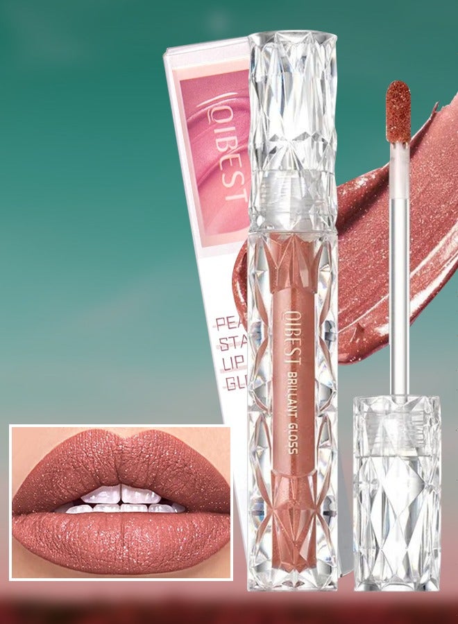 QiBest لمعان الشفاه اللؤلؤي - زيت شفاه مطفي بتركيبة لامعة - أحمر شفاه سائل معدني لامع - لمسة لامعة بتركيبة غنية - لمسة نهائية لامعة - صبغة شفاه عالية الصبغة - تدوم طويلاً - مكياج رقم 03 - Image 1