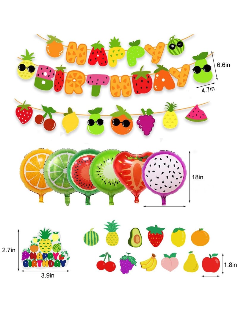 Cute Sensory Fruit Birthday Decorations for 1st Baby Birthday Party Fruit Theme Party Supplies Cake Cupcake Toppers Fruit Theme Happy Birthday Banner Balloons for Boys and Girls Fruit Party Decor - Image 2