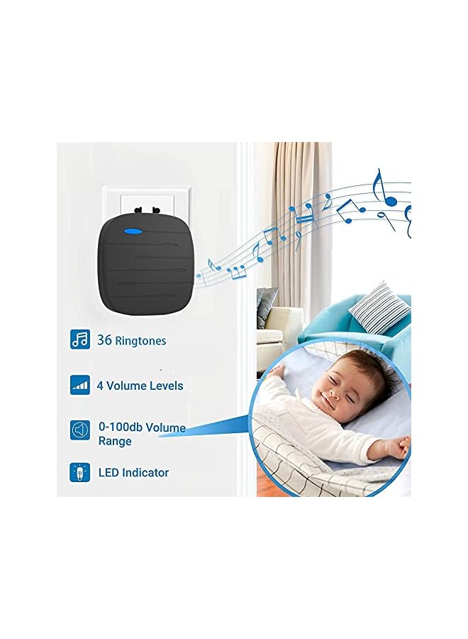PROMASS promass Wireless Doorbell, Cordless Plug in, Waterproof Ring Door Bell with 1000ft Range, 36 Chimes, 4-Level Volume & Blue Light, Wall Plug-in Cordless Chime Kit with Battery Included  - Image 2