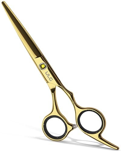 Hair Cutting Scissors ULG Hair Shears 65 inch Hairdressing Hair Scissor Salon Razor Edge Hair Cutting Shears Japanese Stainless Steel Haircut Scissors with Detachable Finger Gold