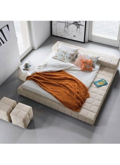 A to Z Furniture Square Patterned Bed with High Headboard in Queen, King size 160x200cm Queen size Bed in White Color  - Image 1