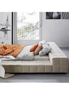A to Z Furniture Square Patterned Bed with High Headboard in Queen, King size 160x200cm Queen size Bed in White Color  - Image 2