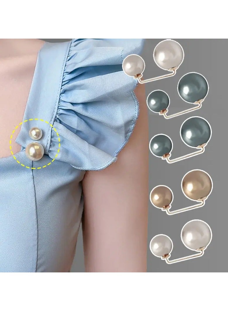Goolsky 6 قطع دبابيس بروش لؤلؤ مزيف بألوان مختلطة، دبابيس أمان لخط العنق، مشابك شال سترة، إكسسوارات تزيين ملابس النساء - Image 2
