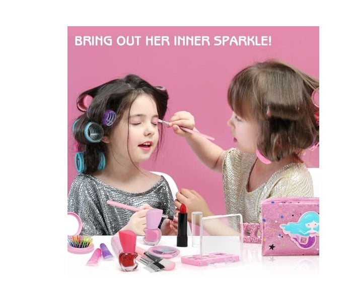 Makeup Kit for Girls, Includes Mermaid Makeup Bag, Real Makeup, Non-Toxic and Washable for Little Girls Age 4-6-8-10-12. - Image 2