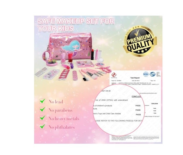 Makeup Kit for Girls, Includes Mermaid Makeup Bag, Real Makeup, Non-Toxic and Washable for Little Girls Age 4-6-8-10-12. - Image 3