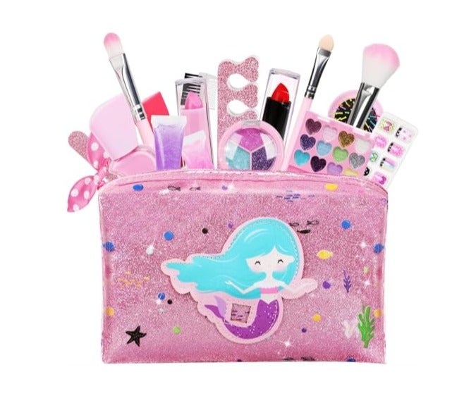 Makeup Kit for Girls, Includes Mermaid Makeup Bag, Real Makeup, Non-Toxic and Washable for Little Girls Age 4-6-8-10-12. - Image 4