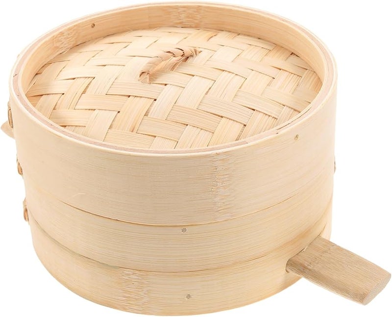 سلة بخار من الخيزران على الطريقة الصينية بمقابض طبيعية للكعك والزلابيا والديم سوم - Image 2