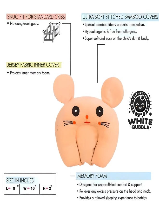 White Bubble Newborn Sleeping Pillow | Soft Foam Comfort Cushion | Velvet Feel Baby Pillow for Daily Use | Ideal Baby Gift for Boys & Girls (Peach) - Image 4