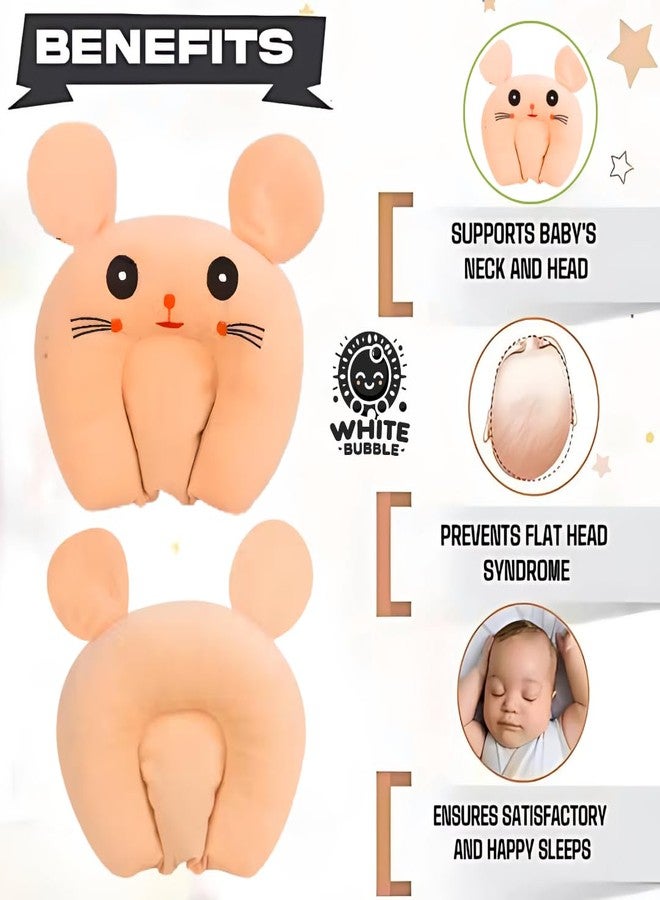 White Bubble Newborn Sleeping Pillow | Soft Foam Comfort Cushion | Velvet Feel Baby Pillow for Daily Use | Ideal Baby Gift for Boys & Girls (Peach) - Image 3