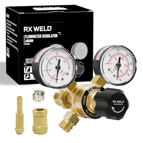 RX WELD Argon Regulators Gauges Gas Welding, Regulator for MIG and TIG, CGA580 Inlet Connection - Image 1