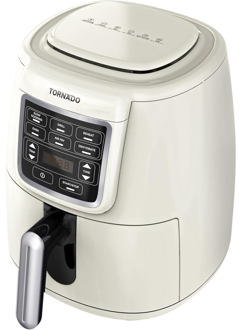 TORNADO 1550W 4L Oil-Free Air Fryer - LED Digital Display (Cream x Silver THF-1554D-XL-CS) - Image 1
