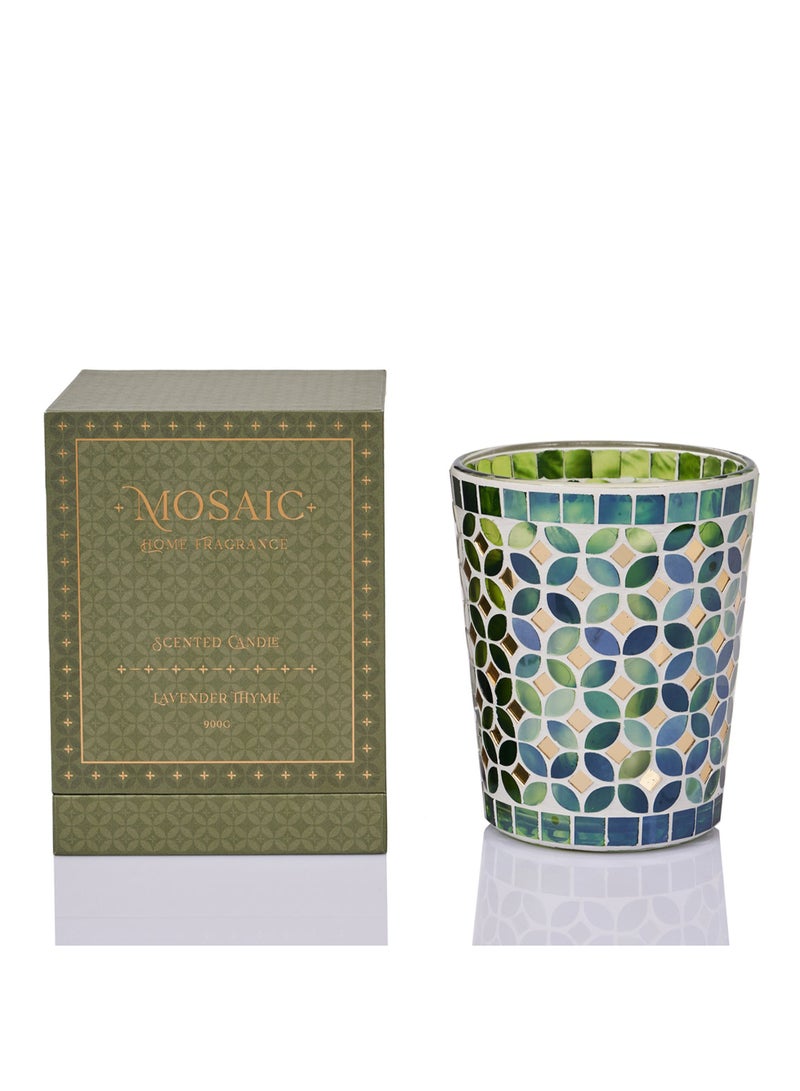 Candle jar 900g lavender thyme fragrance in green 