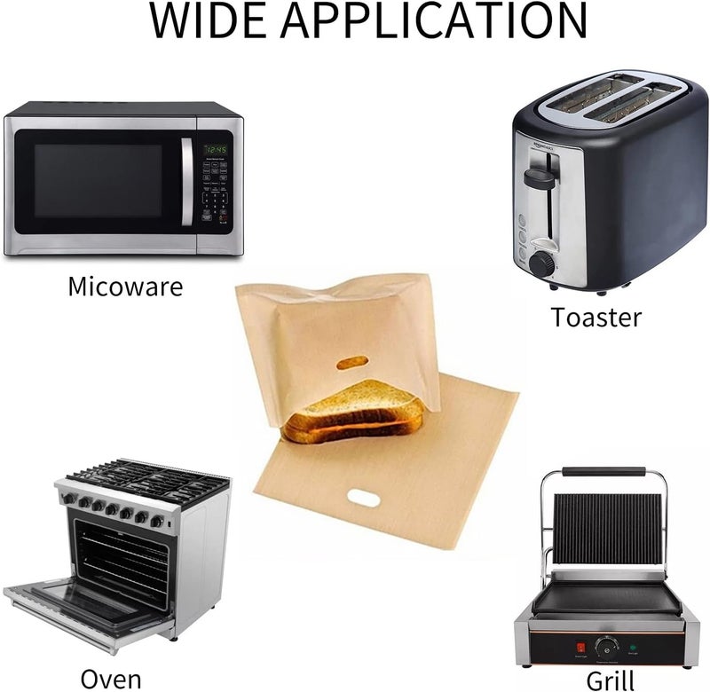 VCHOMY 12 Pack Toaster Bags Nonstick Reusable Easy to Clean for Grilled Cheese Sandwiches Toast Bread Snacks (12) - Image 5