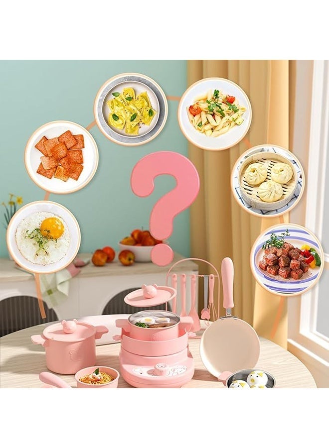 Monda 45Pcs Mini Kitchen Realistic Cooking Set, Girl's Little Kitchen Set, Children's Educational Pretend Play Toy Anti-scalding and Antibacterial Mini Electric Stove Pink - Image 3