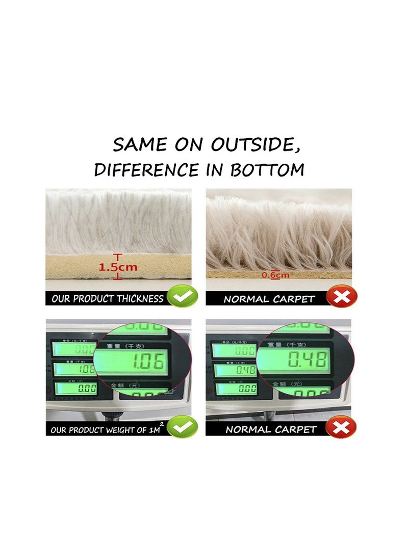 Mei Lifestyle - Modern Wool Fluffy Floor Mat Carpet with Anti slip High Pile Bottom with Upgraded Foam (Size 120×160CM), Rectangle - Image 1