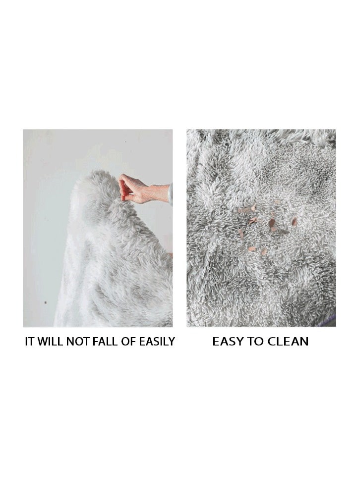 Mei Lifestyle - Modern Wool Fluffy Floor Mat Carpet with Anti slip High Pile Bottom with Upgraded Foam (Size 120×160CM), Rectangle - Image 1
