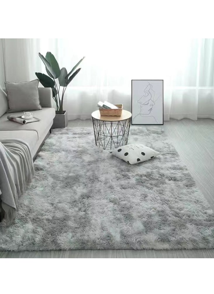 Mei Lifestyle - Modern Wool Fluffy Floor Mat Carpet with Anti slip High Pile Bottom with Upgraded Foam (Size 120×160CM), Rectangle - Image 1