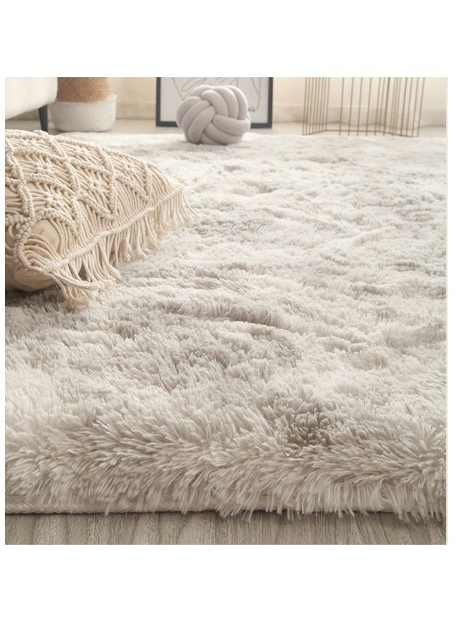 Mei Lifestyle - Modern Wool Fluffy Floor Mat Carpet with Anti slip High Pile Bottom with Upgraded Foam (Size 120×160CM), Rectangle - Image 1