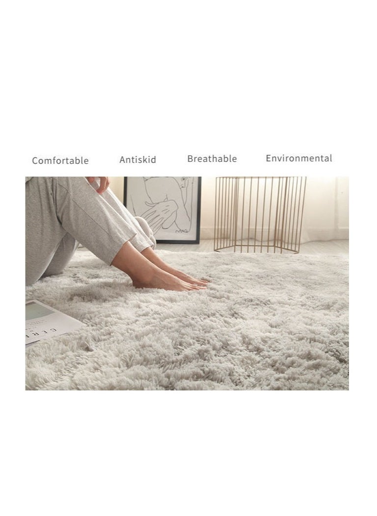 Mei Lifestyle - Modern Wool Fluffy Floor Mat Carpet with Anti slip High Pile Bottom with Upgraded Foam (Size 120×160CM), Rectangle - Image 1