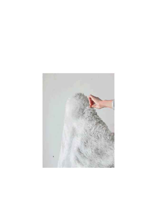 Mei Lifestyle - Modern Wool Fluffy Floor Mat Carpet with Anti slip High Pile Bottom with Upgraded Foam (Size 120×160CM), Rectangle - Image 1