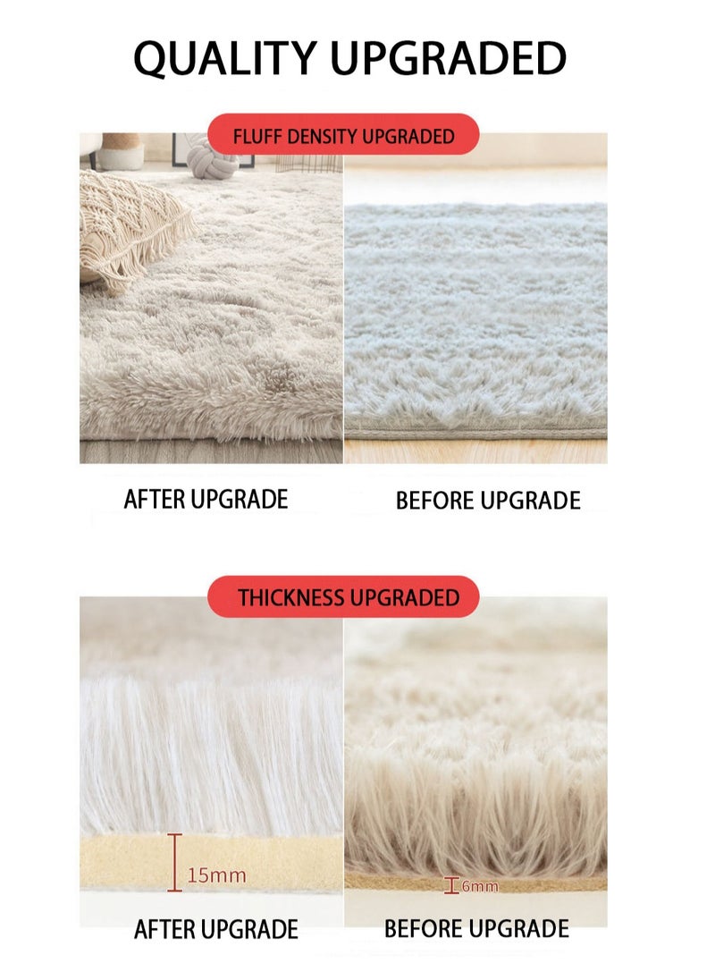 Mei Lifestyle - Modern Wool Fluffy Floor Mat Carpet with Anti slip High Pile Bottom with Upgraded Foam (Size 120×160CM), Rectangle - Image 1
