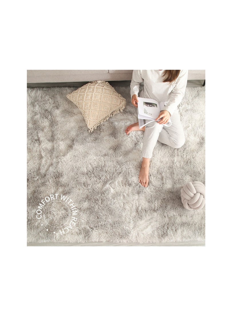 Mei Lifestyle - Modern Wool Fluffy Floor Mat Carpet with Anti slip High Pile Bottom with Upgraded Foam (Size 120×160CM), Rectangle - Image 1