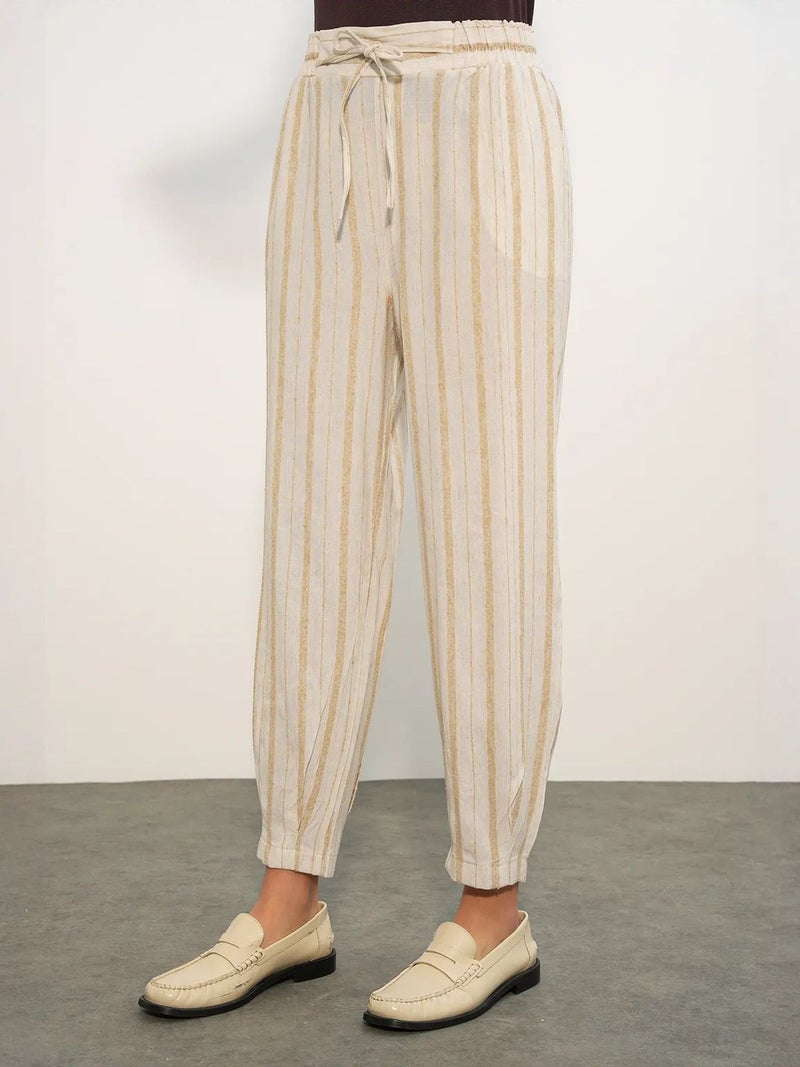 BIG DART BDART Striped Linen-blend Jogger Pants - Image 3