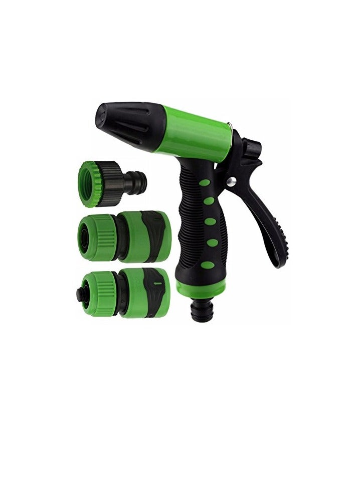 Emerald Garden Multifunctional 4pcs High Pressure Garden Hose Nozzle Water Spray Gun with Connector - Image 1