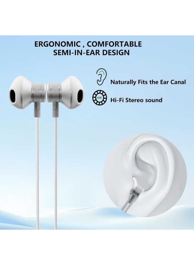 آیمی سماعات أذن ستيريو بموصل من النوع C IM-EP114، صوت عالي الدقة، تصميم مريح شبه داخل الأذن، ميكروفون مدمج وجهاز تحكم عن بعد، لمسة نهائية فاخرة، كابل مقاوم للعرق ومتين، مثالية للعمل والتمرين والسفر والتنقل، طول 1.2 متر، لون أبيض - Image 5