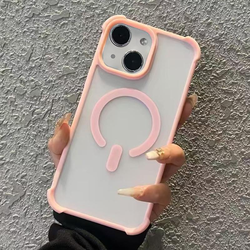 erorex For iPhone 15 Plus Semi-transparent  Feel Frosted MagSafe Phone Case(Pink) - Image 1