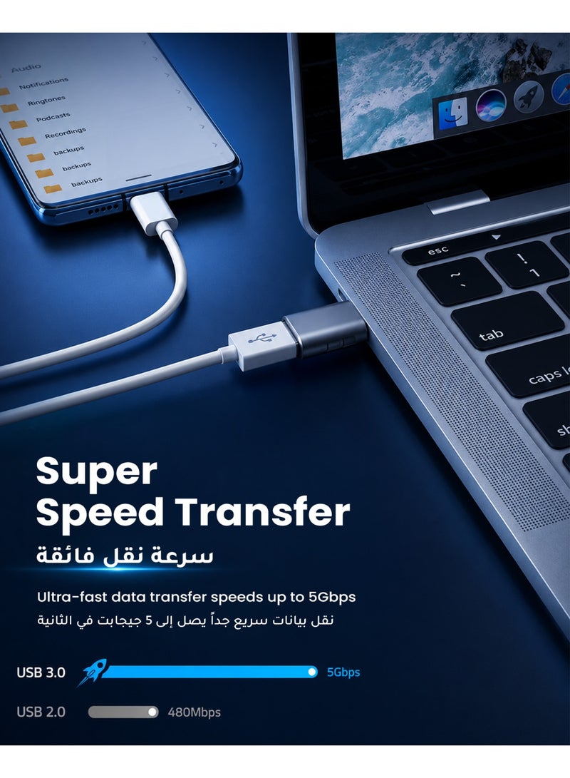 Syntech USB C to USB Adapter (1 Pack), Thunderbolt 3 to USB 3.0 Adapter Compatible with MacBook Pro 2019 and Before, MacBook Air 2020, Dell XPS and More Type C Devices, Space Grey - Image 4