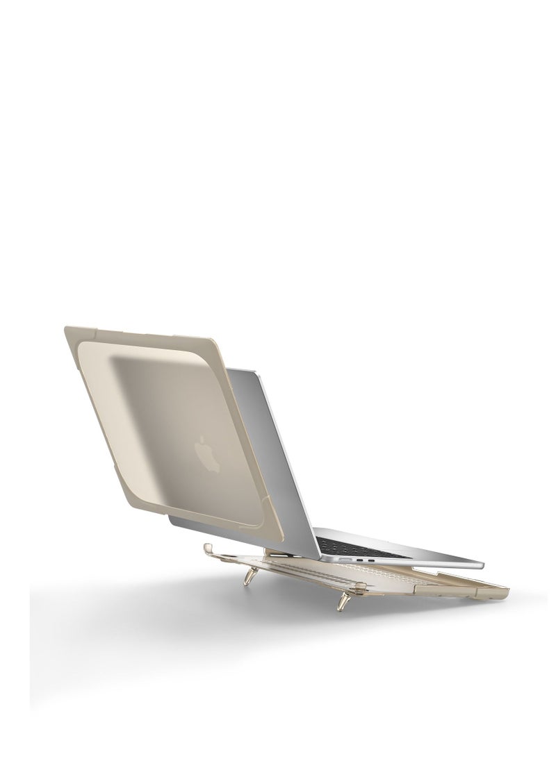 GULFLINK Hard Shell Case Cover with Kickstand Shockproof Function for MacBook Air 2022 (A2681) 13.6inch Khaki  - Image 3