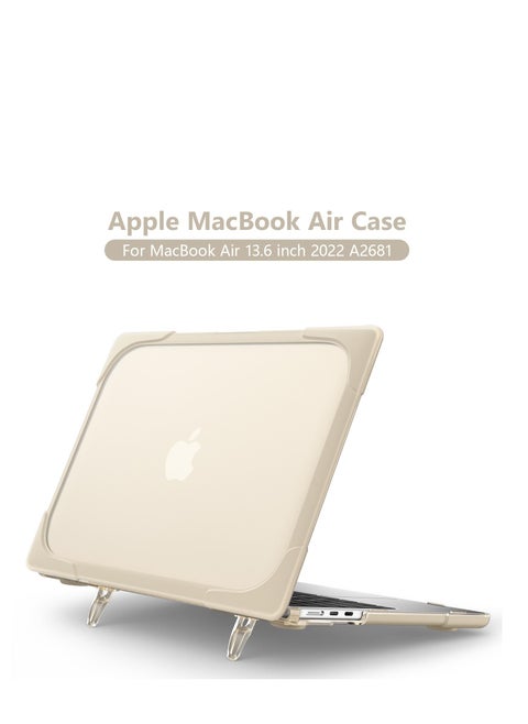 Hard Shell Case Cover with Kickstand Shockproof Function for MacBook Air 2022 (A2681) 13.6inch Khaki