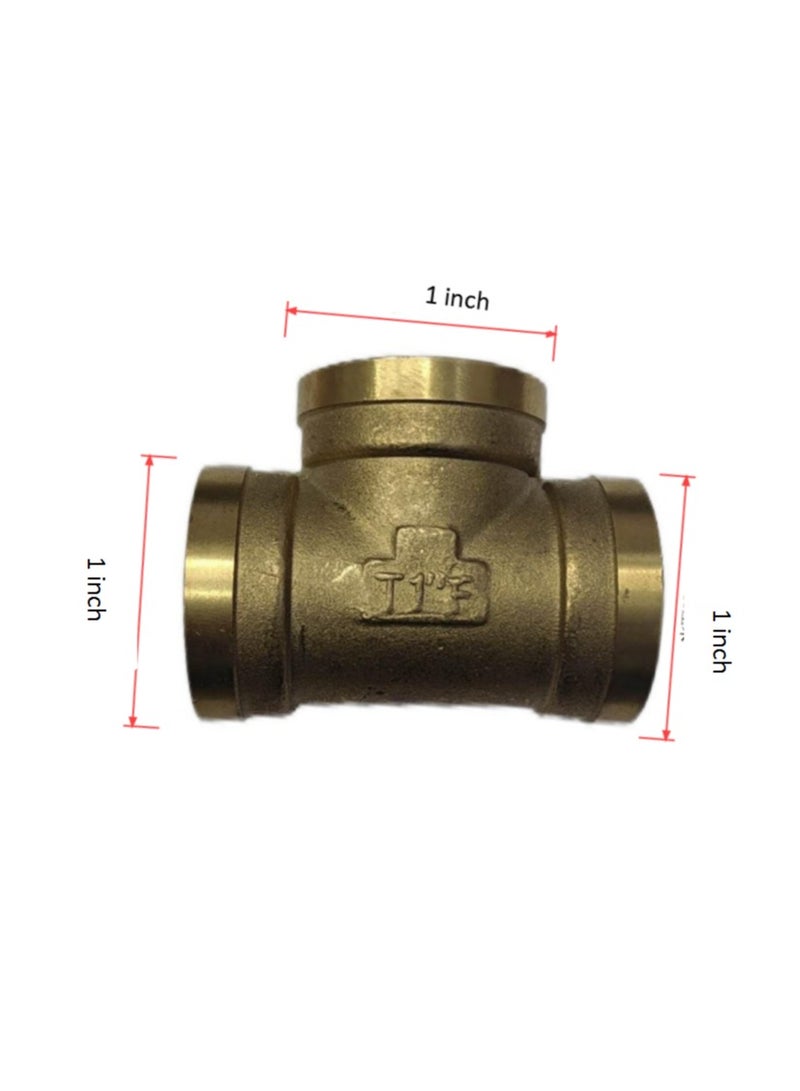 GA  2 Pcs set,  Brass Female Tee 1 inch Brass Plumbing Fittings Set, High-Purity Copper Alloy, BSPT Thread Standard- - Image 2