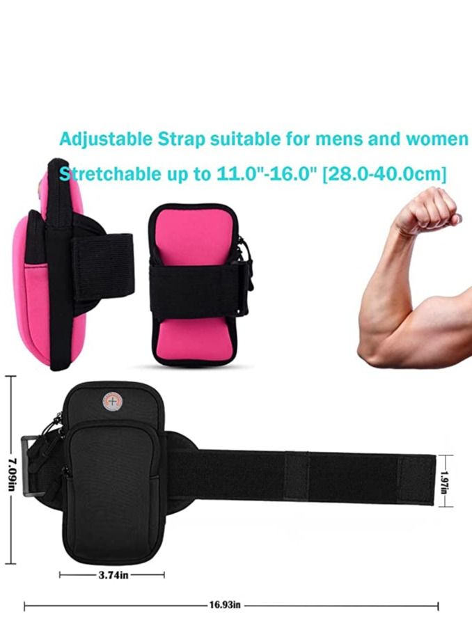 KASTWAVE Running Armband Phone Holder, Armband, Bag, Bags Men and Women Sport, Arm Band For Running, Multi Cell Pouch Up To 6 (Pink) - Image 4