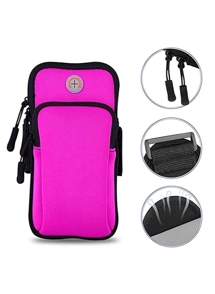 KASTWAVE Running Armband Phone Holder, Armband, Bag, Bags Men and Women Sport, Arm Band For Running, Multi Cell Pouch Up To 6 (Pink) - Image 1