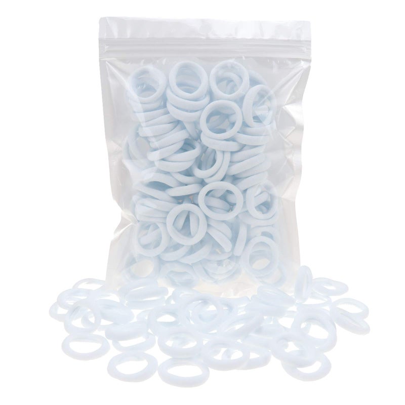 100 Pack White Color Nylon Small Hair Ties Seamless Baby Girls Hair Elastics