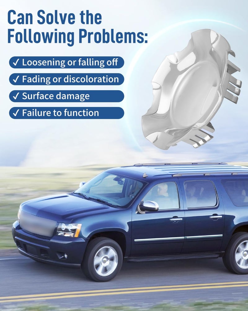 Quaneguzy 4PCS Cover Wheel Center Caps Hubcap Cover Fit for Chevrolet Silverado Avalanche 2007-2013, Fit for Suburban Tahoe 2007-2014 Replace 9596007 9595152 - Image 4