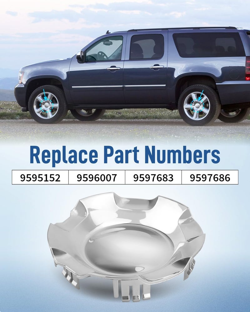 Quaneguzy 4PCS Cover Wheel Center Caps Hubcap Cover Fit for Chevrolet Silverado Avalanche 2007-2013, Fit for Suburban Tahoe 2007-2014 Replace 9596007 9595152 - Image 3