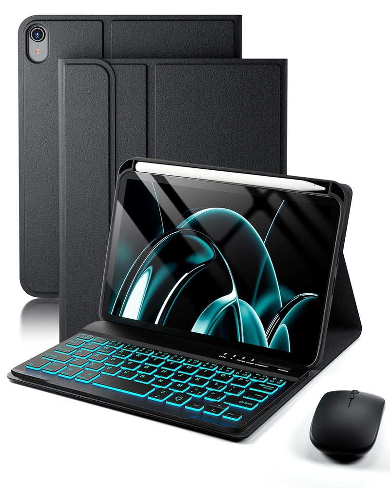 SAMTUNK for iPad mini 7 (2024) & Mini 6 (2021) Case with Keyboard for iPad mini (A17 Pro) 7th 6th Generation 8.3" - 7 Colors Backlit Keyboard Case - Built in Pencil Holder with Mouse - Black - Image 1