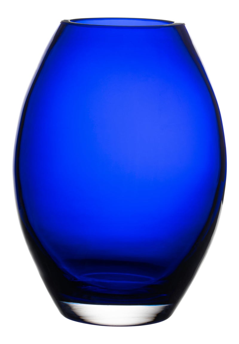 Barski Glass  Handmade  8 H  8 inches High  Barrel Vase  Cobalt Blue  Made in Europe