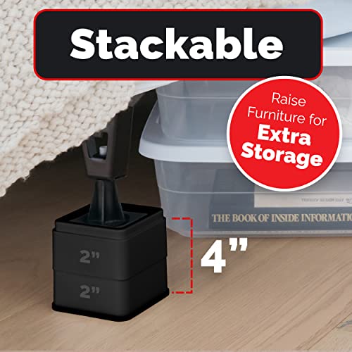 iPrimio Bed Risers 2 Inch Lift - Square, Heavy Duty, 4 Pack, Up to 10000lbs - Bed Raising Blocks, Furniture Risers, Couch Risers - Safe, Sturdy Bed Lifts for College Dorm Rooms, Tables, Desk Riser - Image 3